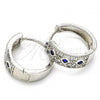 Rhodium Plated Huggie Hoop, with Sapphire Blue and White Cubic Zirconia, Polished, Rhodium Finish, 02.210.0056.12.15