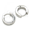 Stainless Steel Huggie Hoop, Matte Finish, Steel Finish, 02.384.0012.12