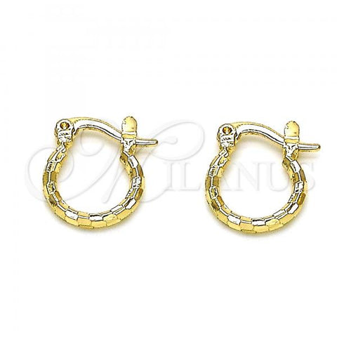 Oro Laminado Small Hoop, Gold Filled Style Diamond Cutting Finish, Golden Finish, 02.96.0087.12