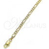 Oro Laminado Basic Anklet, Gold Filled Style Figaro Design, Polished, Golden Finish, 04.213.0144.10