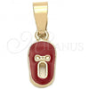 Oro Laminado Fancy Pendant, Gold Filled Style Shoes Design, Red Enamel Finish, Golden Finish, 05.163.0058.5