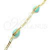 Oro Laminado Fancy Anklet, Gold Filled Style Shell Design, Turquoise Enamel Finish, Golden Finish, 03.63.2091.10