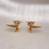 Oro Laminado Stud Earring, Gold Filled Style Bird Design, with White Micro Pave, Polished, Golden Finish, 02.342.0316
