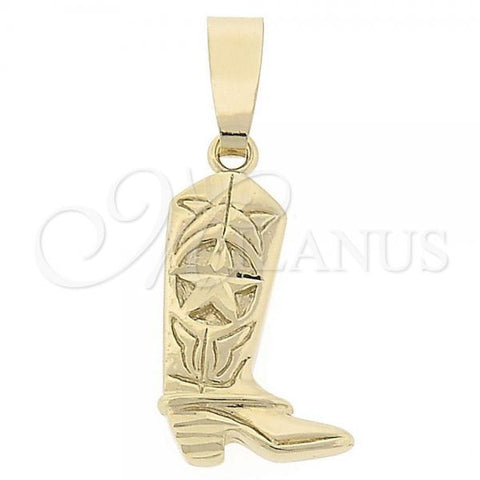 Oro Laminado Fancy Pendant, Gold Filled Style Shoes Design, Diamond Cutting Finish, Golden Finish, 5.183.046