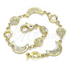 Oro Laminado Fancy Bracelet, Gold Filled Style Moon and Sun Design, Polished, Golden Finish, 03.326.0020.06