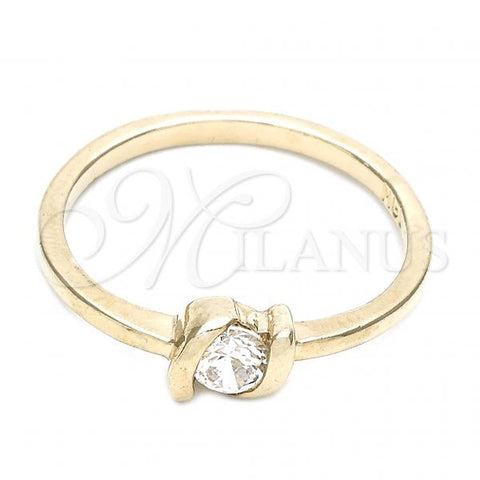 Oro Laminado Multi Stone Ring, Gold Filled Style Solitaire Design, with White Cubic Zirconia, Polished, Golden Finish, 5.166.028.06 (Size 6)