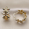 Oro Laminado Medium Hoop, Gold Filled Style Flower Design, Polished, Golden Finish, 02.170.0524.30