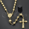 Oro Laminado Large Rosary, Gold Filled Style Crucifix and Guadalupe Design, Diamond Cutting Finish, Golden Finish, 5.210.004