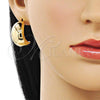Oro Laminado Stud Earring, Gold Filled Style Chunky Design, Polished, Golden Finish, 02.213.0592