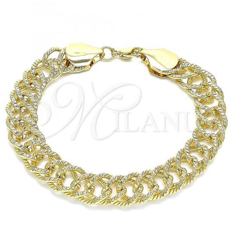 Oro Laminado Basic Bracelet, Gold Filled Style Chunky Design, Diamond Cutting Finish, Golden Finish, 03.331.0123.09