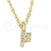 Oro Laminado Fancy Pendant, Gold Filled Style Initials Design, with White Cubic Zirconia, Polished, Golden Finish, 05.341.0026