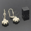 Oro Laminado Dangle Earring, Gold Filled Style Flower Design, Golden Finish, 88.005