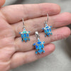 Sterling Silver Earring and Pendant Adult Set, Turtle Design, with Bermuda Blue Opal, Polished, Silver Finish, 10.391.0024