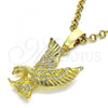 Oro Laminado Fancy Pendant, Gold Filled Style Eagle Design, Diamond Cutting Finish, Golden Finish, 5.183.019