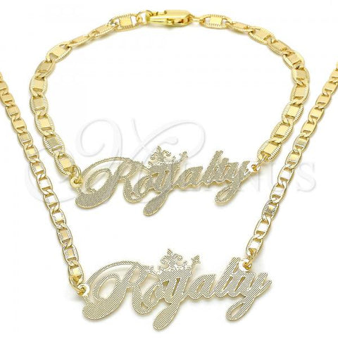 Oro Laminado Necklace and Bracelet, Gold Filled Style Polished, Golden Finish, 06.63.0245