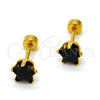 Stainless Steel Stud Earring, Star Design, with Black Cubic Zirconia, Polished, Golden Finish, 02.271.0006.7