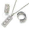 Rhodium Plated Earring and Pendant Adult Set, with Pink and White Cubic Zirconia, Polished, Rhodium Finish, 10.210.0061.11