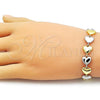Oro Laminado Tennis Bracelet, Gold Filled Style Heart Design, Polished, Two Tone, 03.341.0242.07