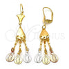 Oro Laminado Chandelier Earring, Gold Filled Style Guadalupe Design, Polished, Tricolor, 02.63.2277