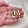 Oro Laminado Stud Earring, Gold Filled Style Chunky Design, Polished, Golden Finish, 02.163.0284