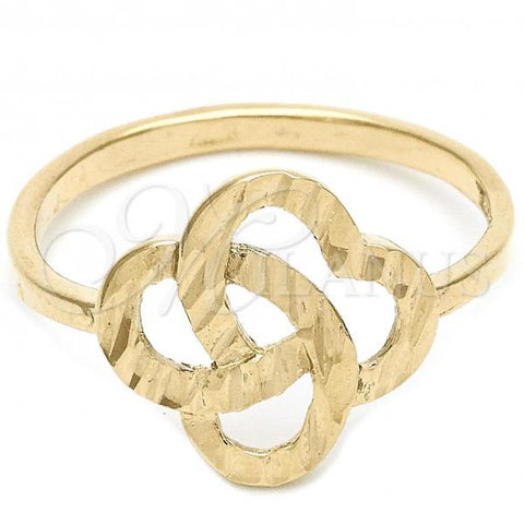 Oro Laminado Elegant Ring, Gold Filled Style Bow Design, Diamond Cutting Finish, Golden Finish, 01.63.0567.06 (Size 6)