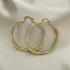Oro Laminado Large Hoop, Gold Filled Style Hollow Design, Diamond Cutting Finish, Tricolor, 02.213.0439.1.50