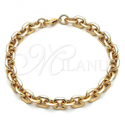 Oro Laminado Basic Anklet, Gold Filled Style Rolo Design, Polished, Golden Finish, 04.63.1415.10