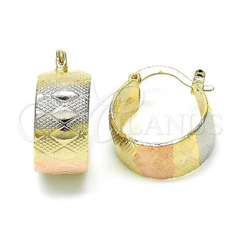 Oro Laminado Small Hoop, Gold Filled Style Polished, Tricolor, 02.163.0042.1.15
