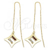 Oro Laminado Threader Earring, Gold Filled Style with Garnet and White Crystal, Polished, Golden Finish, 02.02.0455