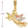 Oro Laminado Religious Pendant, Gold Filled Style Cross Design, Diamond Cutting Finish, Tricolor, 5.182.029