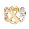Oro Laminado Elegant Ring, Gold Filled Style Infinite Design, Diamond Cutting Finish, Tricolor, 5.175.006.08 (Size 8)