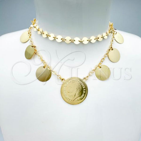 Oro Laminado Fancy Necklace, Gold Filled Style Polished, Golden Finish, 04.331.0001.18