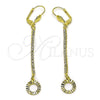 Oro Laminado Long Earring, Gold Filled Style with Cubic Zirconia, Golden Finish, 5.105.013