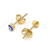 Oro Laminado Stud Earring, Gold Filled Style Evil Eye Design, Blue Enamel Finish, Golden Finish, 02.213.0186.2 *PROMO*