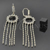 Oro Laminado Long Earring, Gold Filled Style with  Cubic Zirconia, Golden Finish, 02.51.0017