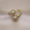 Oro Laminado Multi Stone Ring, Gold Filled Style Ball Design, with White Micro Pave, Polished, Golden Finish, 01.341.0141