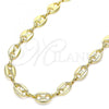 Oro Laminado Basic Necklace, Gold Filled Style Puff Mariner Design, Polished, Golden Finish, 04.326.0002.28