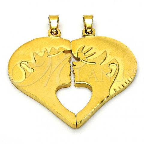 Stainless Steel Fancy Pendant, Heart Design, Polished, Golden Finish, 05.116.0048