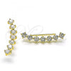 Oro Laminado Earcuff Earring, Gold Filled Style with White Cubic Zirconia, Polished, Golden Finish, 02.210.0734