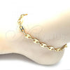 Oro Laminado Basic Anklet, Gold Filled Style Puff Mariner Design, Polished, Golden Finish, 04.326.0002.10