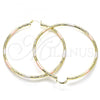 Oro Laminado Extra Large Hoop, Gold Filled Style Diamond Cutting Finish, Tricolor, 02.213.0244.70