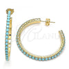 Oro Laminado Stud Earring, Gold Filled Style with Turquoise Crystal, Polished, Golden Finish, 02.122.0118.2.35