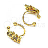 Oro Laminado Earcuff Earring, Gold Filled Style Little Girl Design, with White Micro Pave, Polished, Golden Finish, 02.213.0397