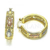 Oro Laminado Medium Hoop, Gold Filled Style Guadalupe Design, Polished, Tricolor, 02.380.0096.30