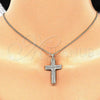 Oro Laminado Pendant Necklace, Gold Filled Style Cross Design, with White Micro Pave, Polished, Golden Finish, 04.156.0162.18