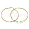 Oro Laminado Extra Large Hoop, Gold Filled Style Diamond Cutting Finish, Tricolor, 02.213.0150.1.70