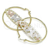 Oro Laminado Large Hoop, Gold Filled Style Butterfly Design, Diamond Cutting Finish, Tricolor, 02.380.0092.50
