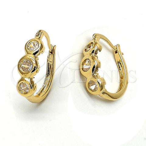 Oro Laminado Huggie Hoop, Gold Filled Style with White Cubic Zirconia, Polished, Golden Finish, 5.132.001