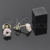 Oro Laminado Stud Earring, Gold Filled Style Love Knot Design, Pink Enamel Finish, Golden Finish, 5.126.004 *PROMO*