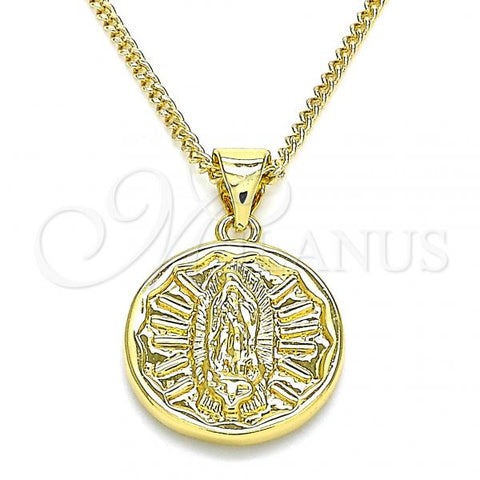Oro Laminado Pendant Necklace, Gold Filled Style Guadalupe Design, Polished, Golden Finish, 04.341.0043.20